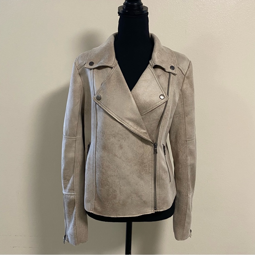 Evereve Beige Suede Moto Jacket